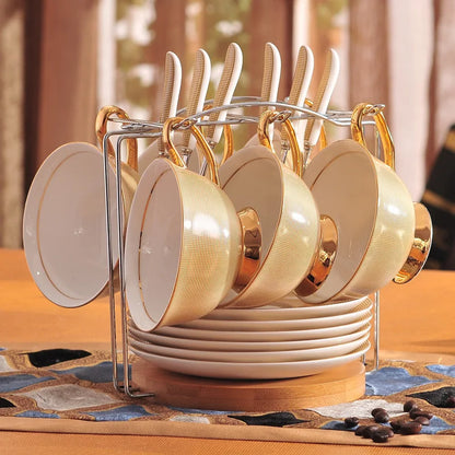 Tea Set with Spoon Luxury Tea Set Coffee Mug with Saucer Set
