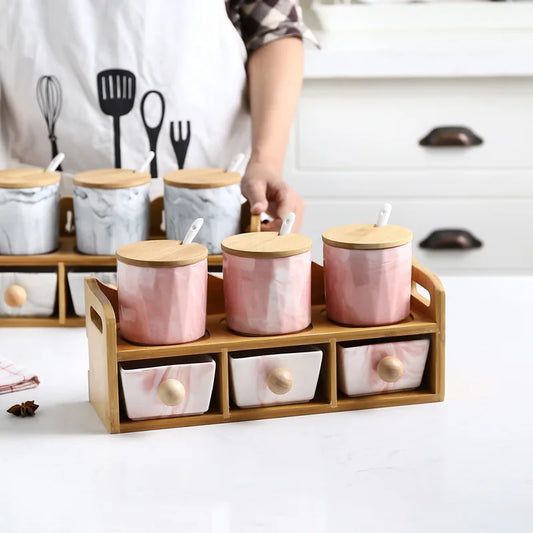 Dreyfus Spice Jars Set with Bamboo Lids