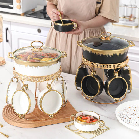 Ceramic Soup Pot Set Elegant Soup Pot Set