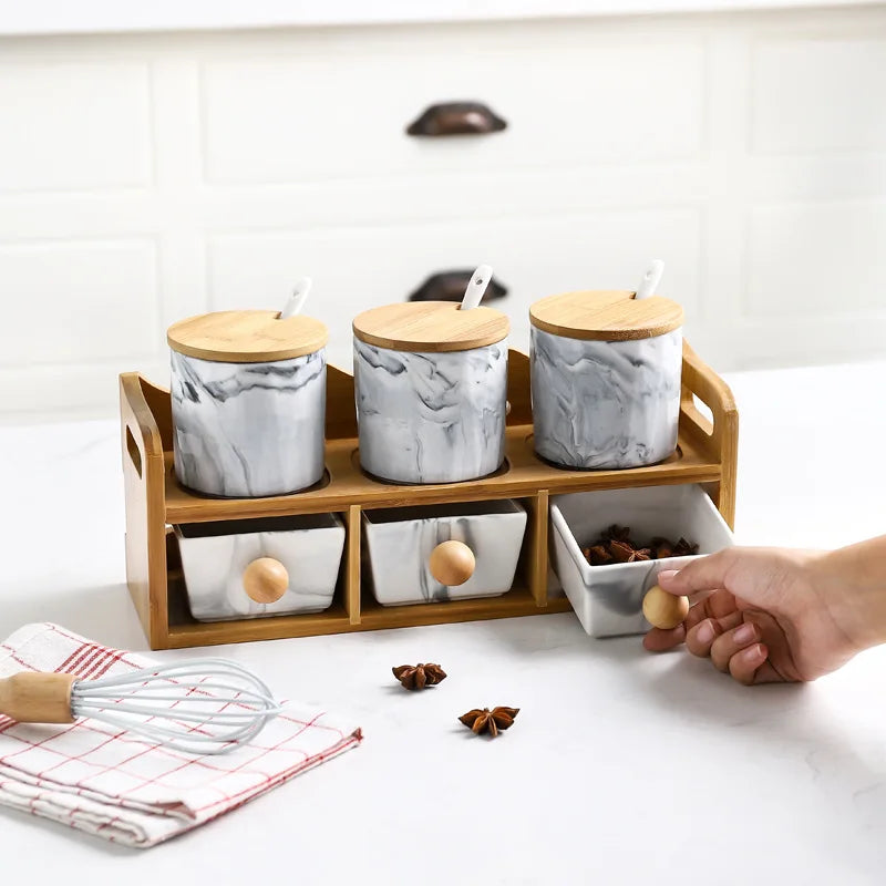 Dreyfus Spice Jars Set with Bamboo Lids