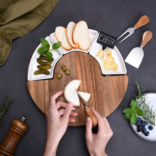 Dapper Charcuterie Board with Ceramic Bowls
