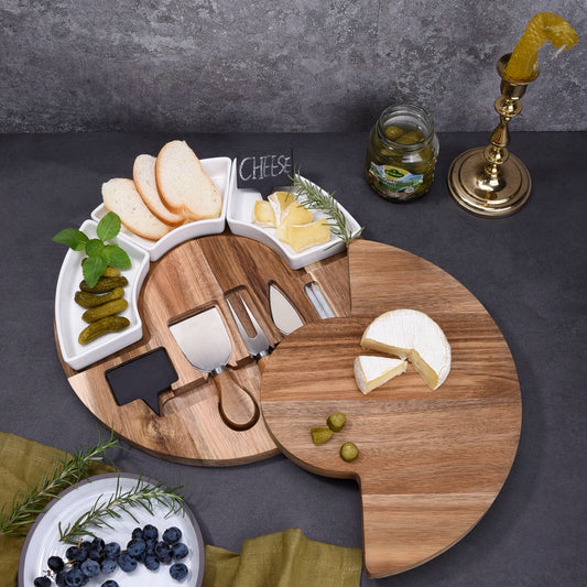 Dapper Charcuterie Board with Ceramic Bowls