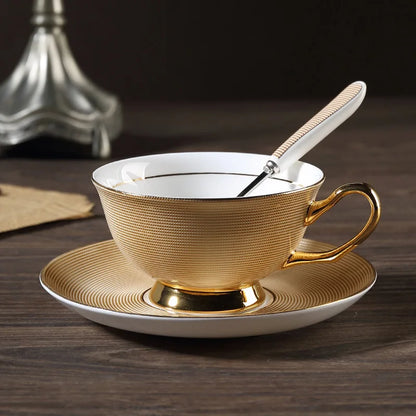 Tea Set with Spoon Luxury Tea Set Coffee Mug with Saucer Set