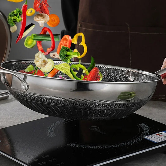 Stainless Steel Honeycomb Wok Premium Wok Premium Cookware