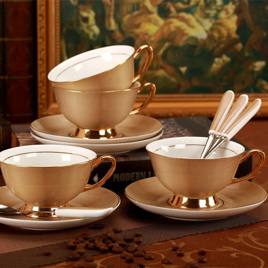 Tea Set with Spoon Luxury Tea Set Coffee Mug with Saucer Set