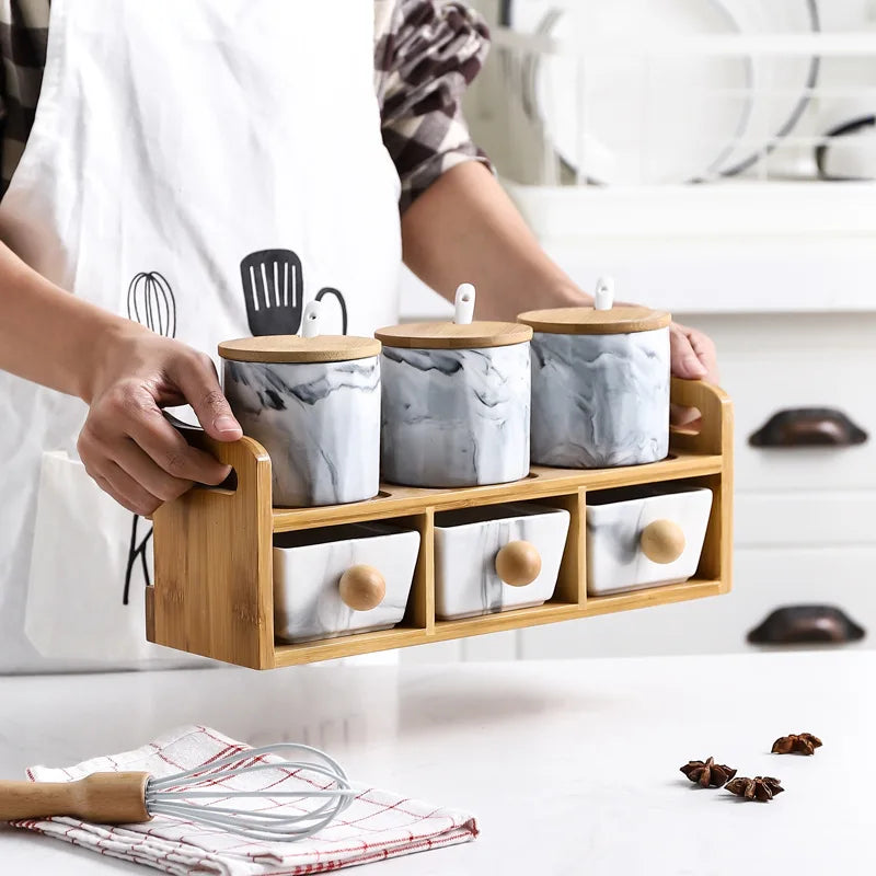 Dreyfus Spice Jars Set with Bamboo Lids