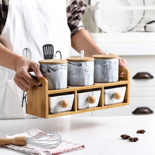 Dreyfus Spice Jars Set with Bamboo Lids