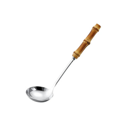 304 Stainless Steel Colander Metal Spoon Noodle Spoon Colander Practical Pasta Tool Soup Scoop Bamboo Handle Kitchen Accessories